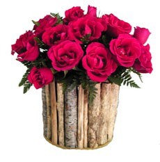 SKU 51 Two docen romantic roses on hand made circular case